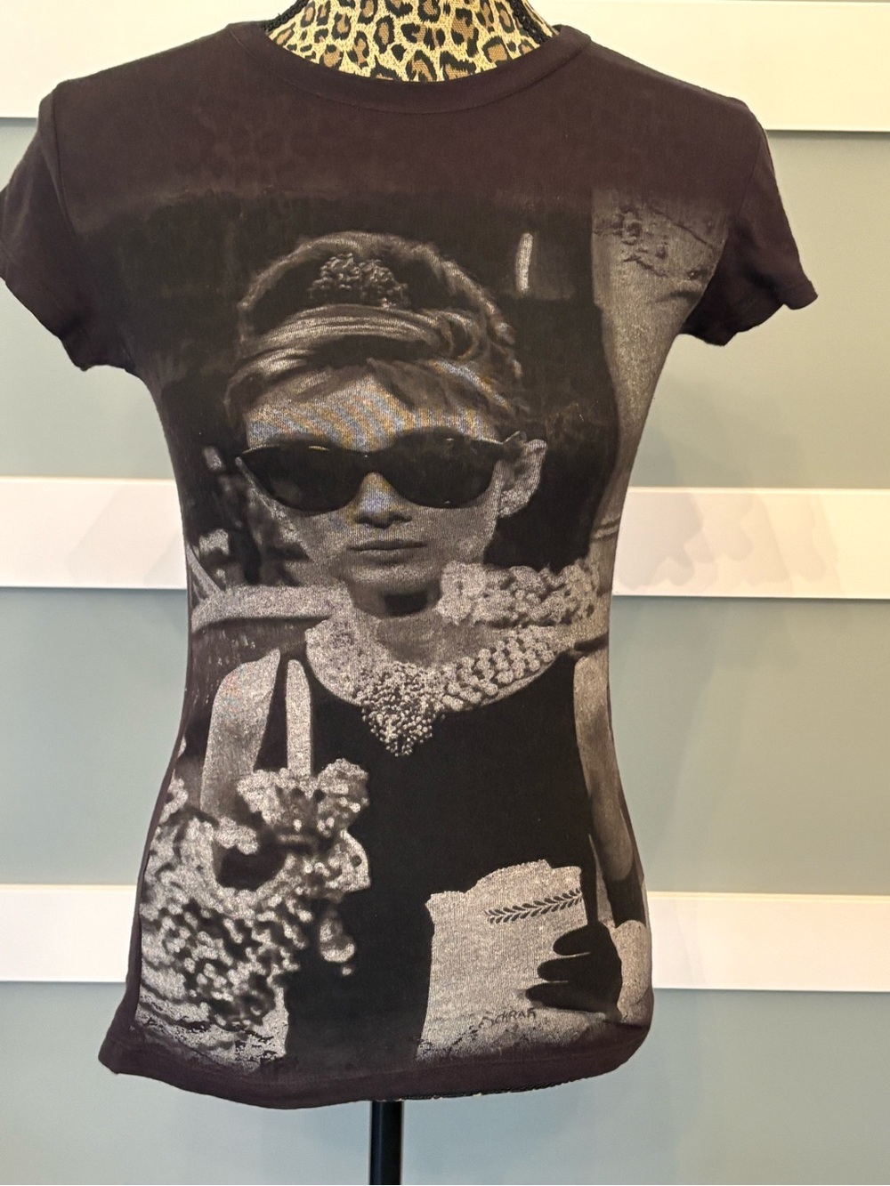 Black and Silver Audrey Hepburn Graphic Tee - Short Sleeve